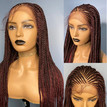 Load image into Gallery viewer, 100% Hand-Braided Box Braids Side Part Cornrow Braided Lace Wig
