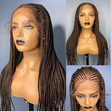 Load image into Gallery viewer, 100% Hand-Braided Box Braids Side Part Cornrow Braided Lace Wig
